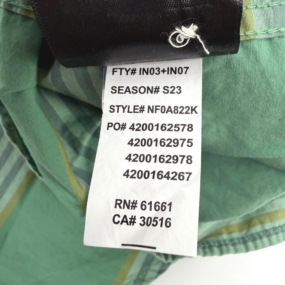 The North Face Shirt Mens L Green Striped Short Sleeve Hiking Pocket Gorpcore